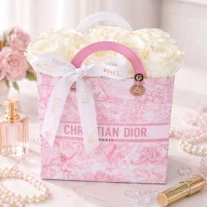 Dior Inspired Bag with Artificial Roses